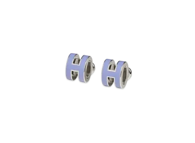 Hermes Mini Pop H Earrings "Palladium/Lilas"