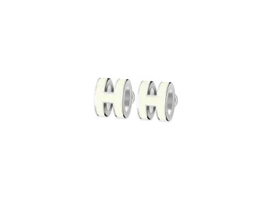 Hermes Mini Pop H Earrings "Palladium/Blanc"
