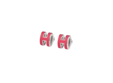 Hermes Mini Pop H Earrings "Palladium/Rosetropic"
