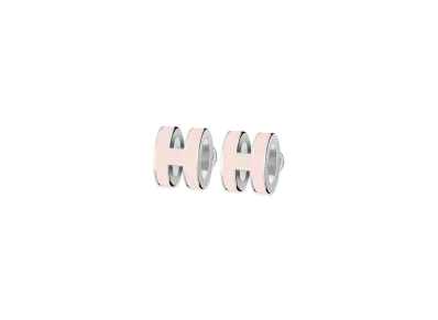 Hermes Mini Pop H Earrings "Palladium/Rose Dragee"