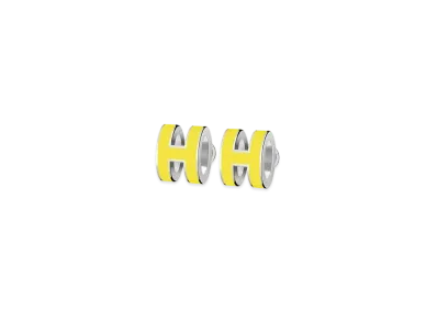 Hermes Mini Pop H Earrings "Palladium/Lime"