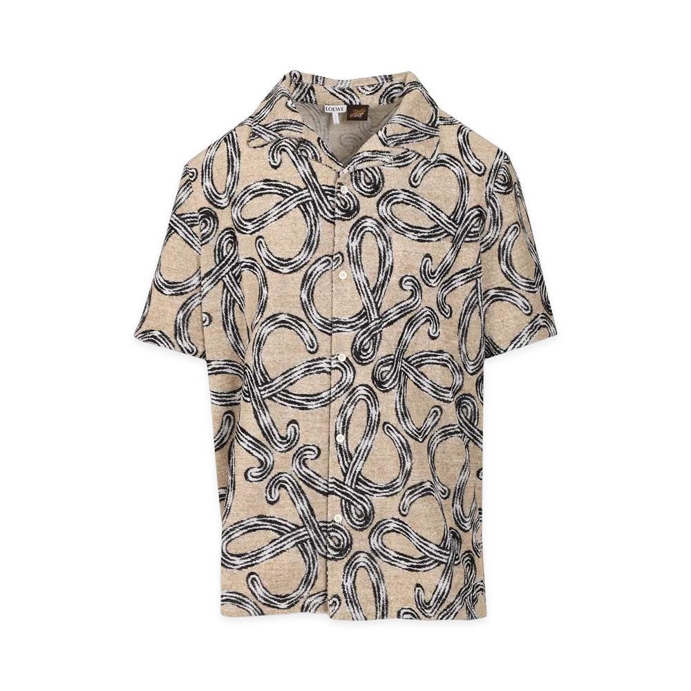 LOEWE Short-Sleeved Jacquard Cotton Terry Shirt "Beige"
