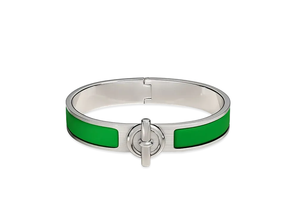 Hermes Clic Glenan Bracelet "Vert Comics Mat/Palladium"