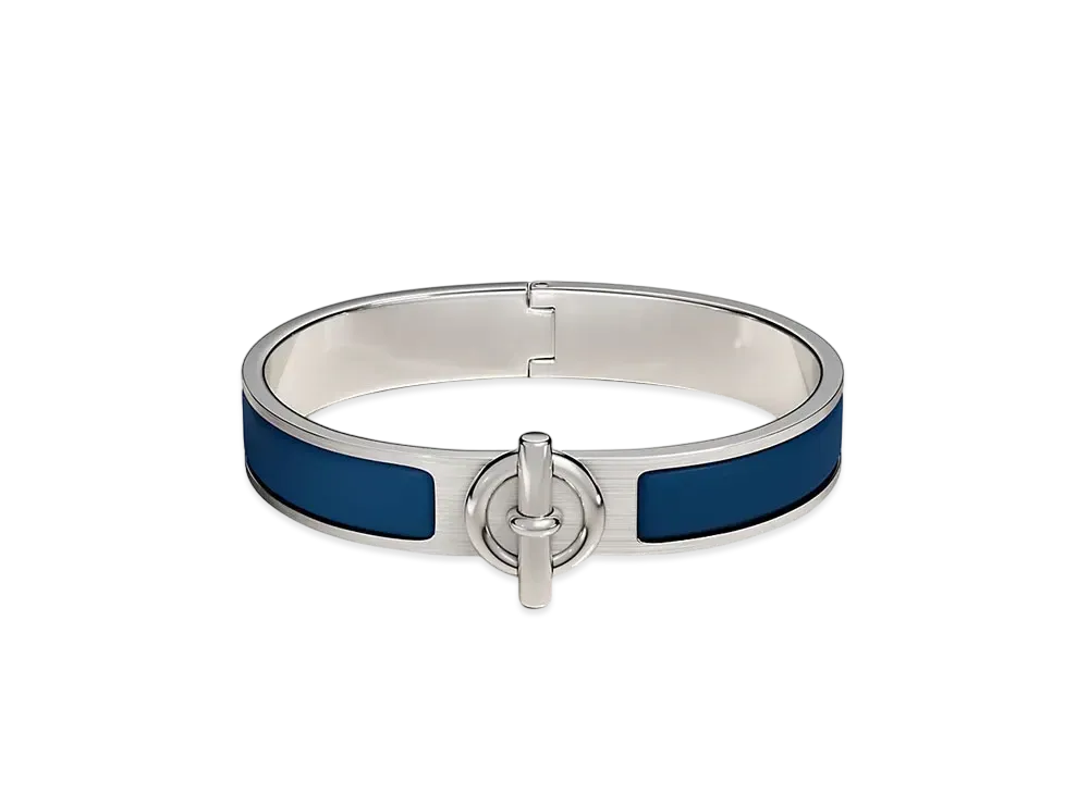 Hermes Clic Glenan Bracelet "Bleu De Biarritz Mat/Palladium"