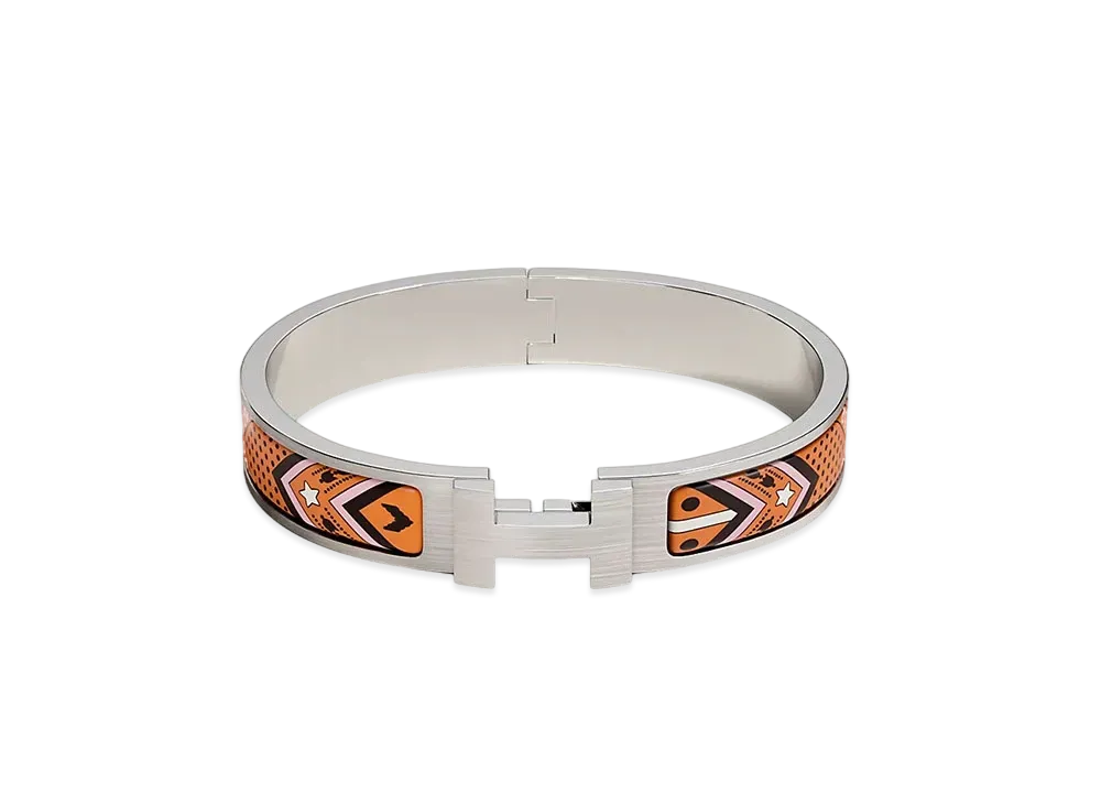 Hermes Clic HH Bandana Bracelet "Casaque Fantaisie/Palladium"