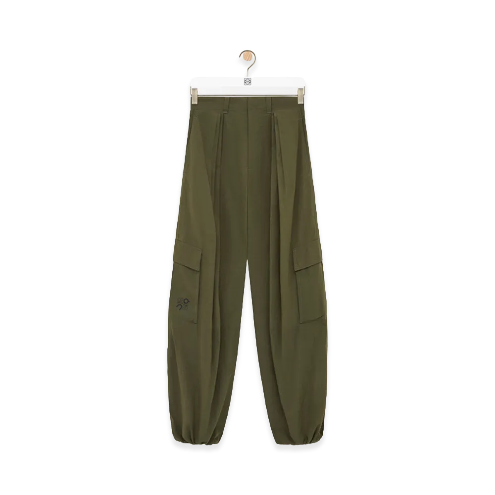 LOEWE x On Pleated Cargo Trousers (Technical Shell) "Khaki Green"