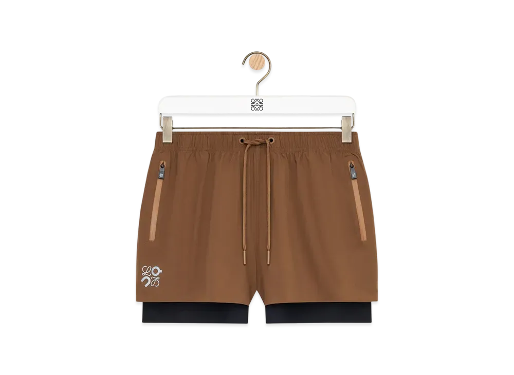 LOEWE x On Men's Performance Shorts in Technical Shell "Toffee"