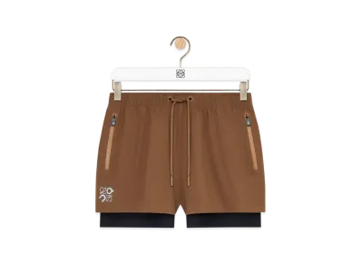 LOEWE x On Men's Performance Shorts in Technical Shell "Toffee"