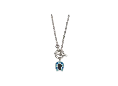 Hermes Helios Fer a Cheval Necklace "Camaieu De Bleu"