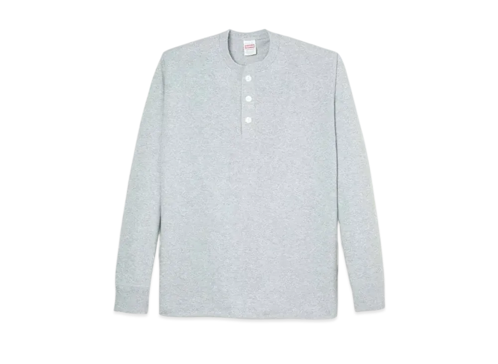 Healthknit Henley Neck Long Sleeve T-Shirt "HeatherGray"