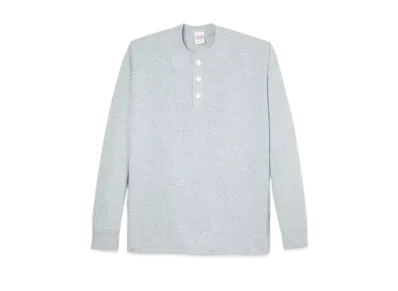 Healthknit Henley Neck Long Sleeve T-Shirt "HeatherGray"