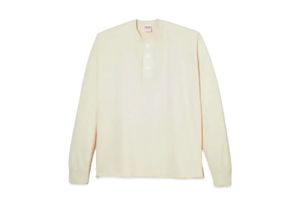 Healthknit Henley Neck Long Sleeve T-Shirt "Natural"