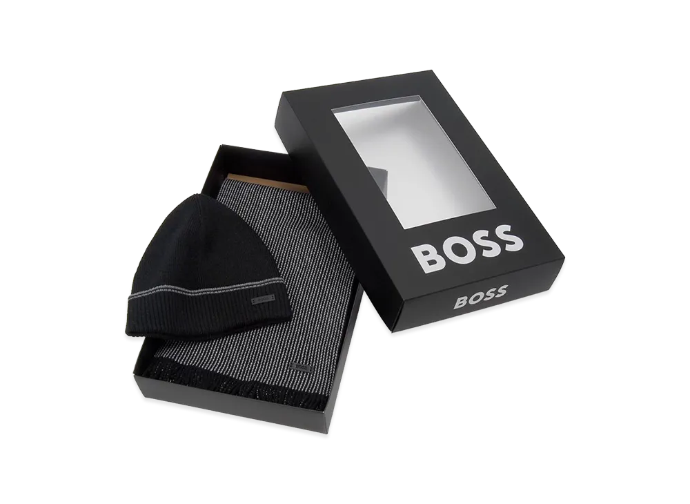 HUGO BOSS Scarf & Beanie "Black"