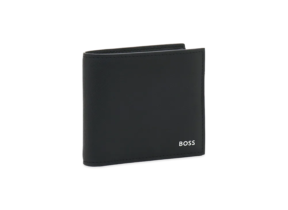 HUGO BOSS Silver Foil Logo Bi-Fold Wallet "Black"