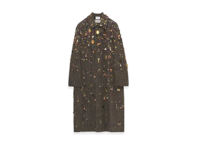 LOEWE x Howl's Moving Castle Embellished Long Coat in Wool "Green/Brown"