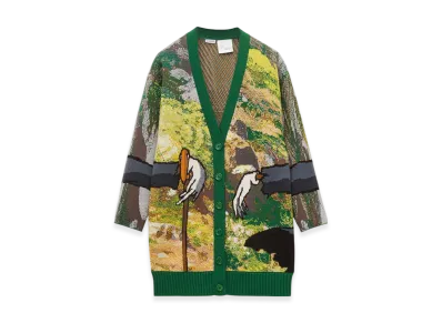 LOEWE x Howl's Moving Castle Turnip Head Cardigan in Wool "Green/Multicolor"