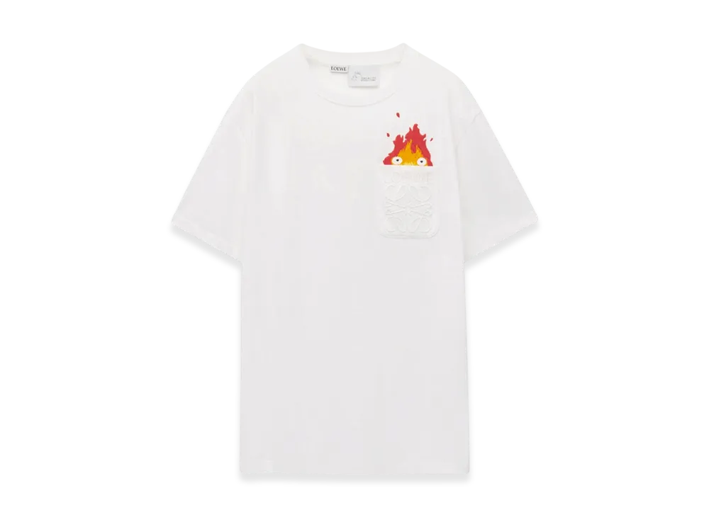 LOEWE x Howl's Moving Castle Calcifer Pocket T-Shirt in Cotton "White"