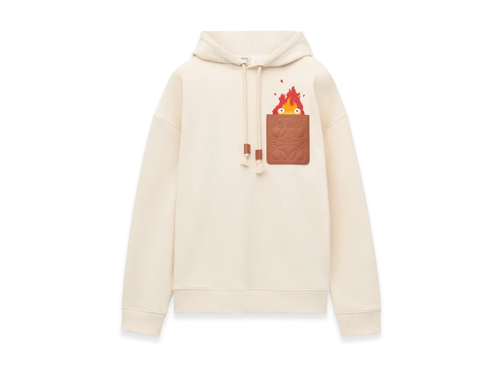 LOEWE x Howl's Moving Castle Calcifer Leather Patch in Cotton "Ecru"