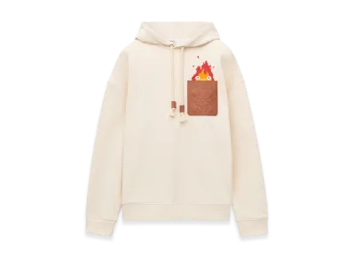 LOEWE x Howl's Moving Castle Calcifer Leather Patch in Cotton "Ecru"
