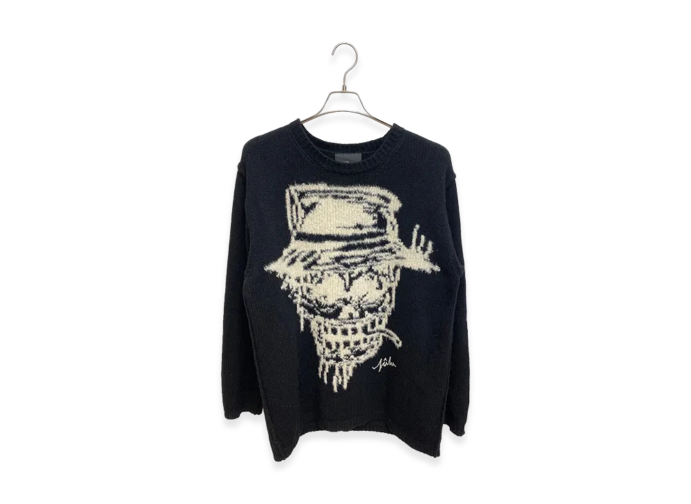 Yohji Yamamoto POUR HOMME x Yuka Asakura Skull Graphic Pullover Intarsia knit "Black"