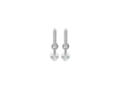 Jimmy Choo Heart Hoops Earrings "Silver/Crystal"