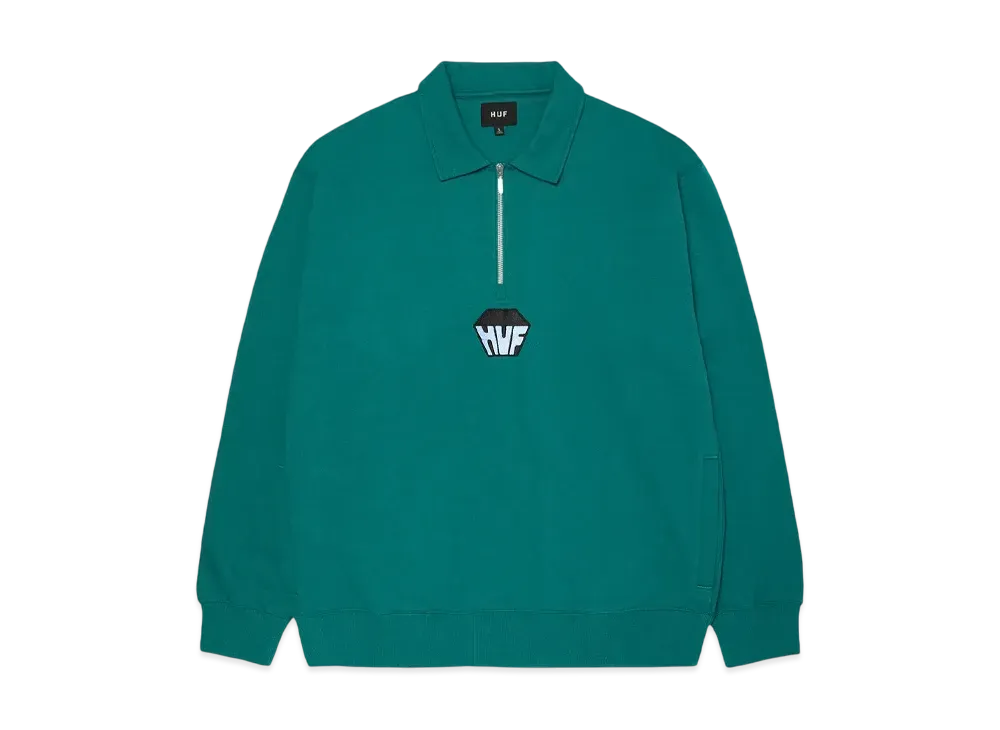 HUF Big Block 1/4 Zip French Terry "Sea Green"