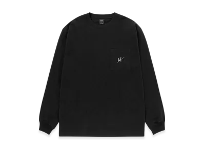 HUF Script Pocket LS Tee "Black"
