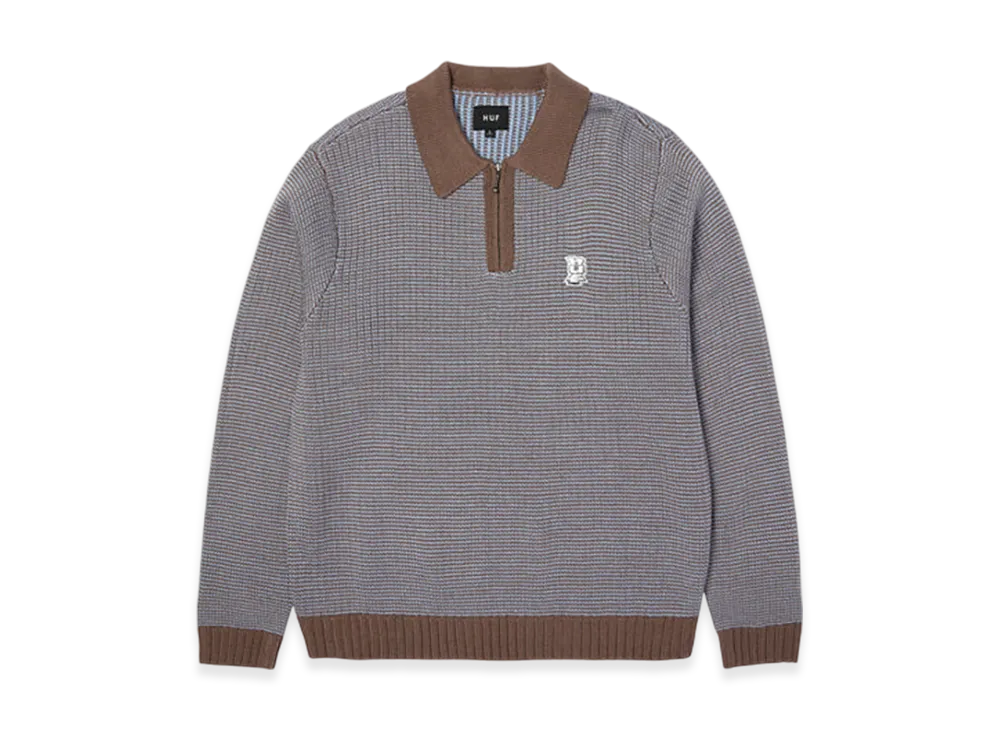 HUF Megablast Two Tone Waffle Sweater "Washed Blue/Moss"