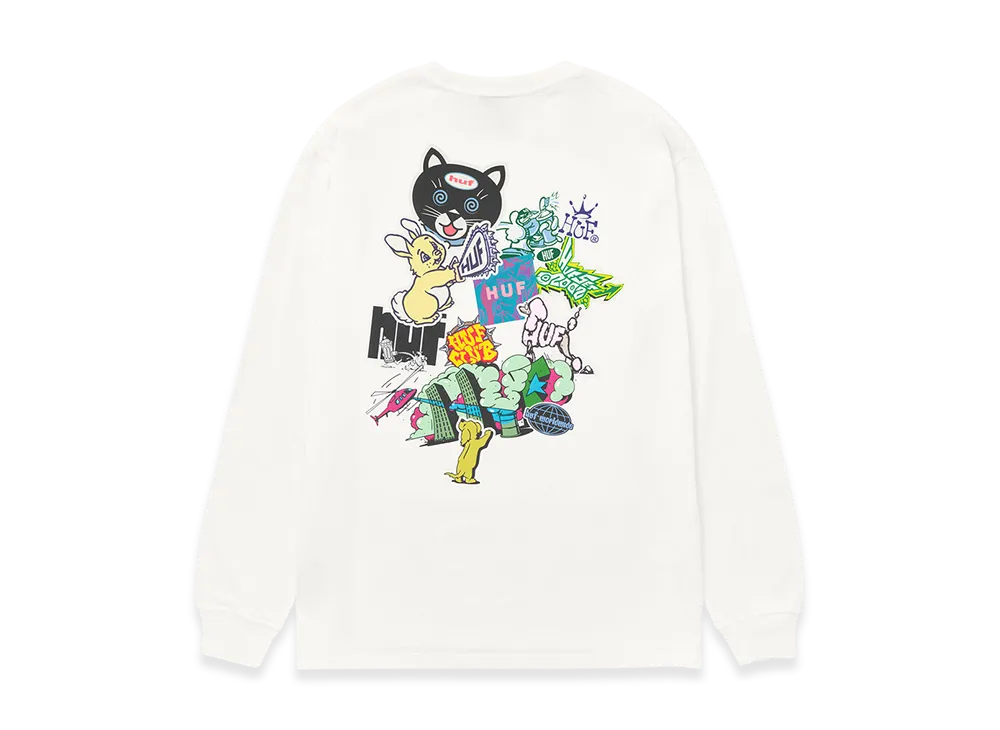 HUF Sticker LS Tee "White"