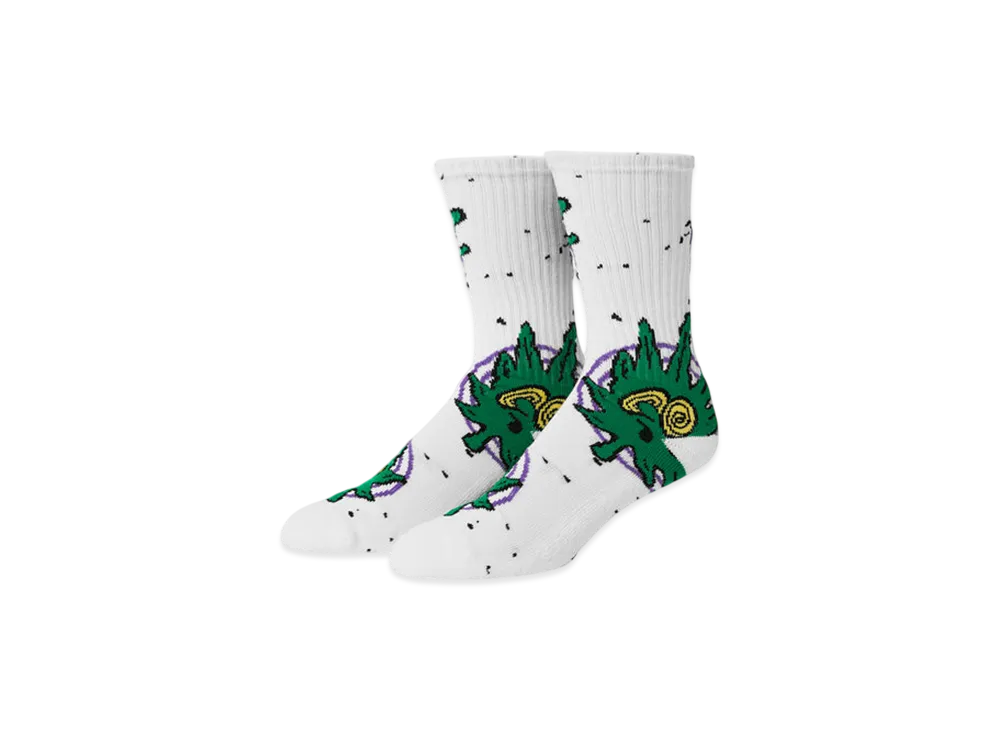 HUF Green Buddy Hypnosis Socks "White"