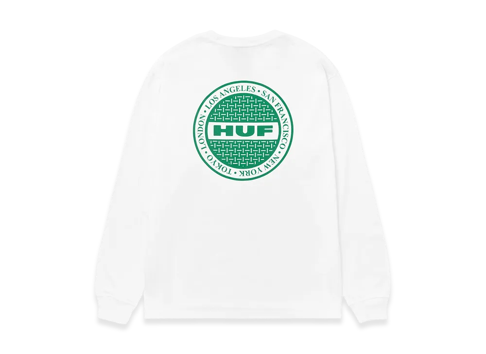 HUF Manhole LS Tee "White/Green"