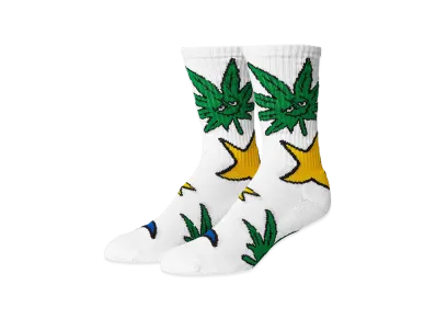 HUF Green Buddy Star Sign Socks "White"