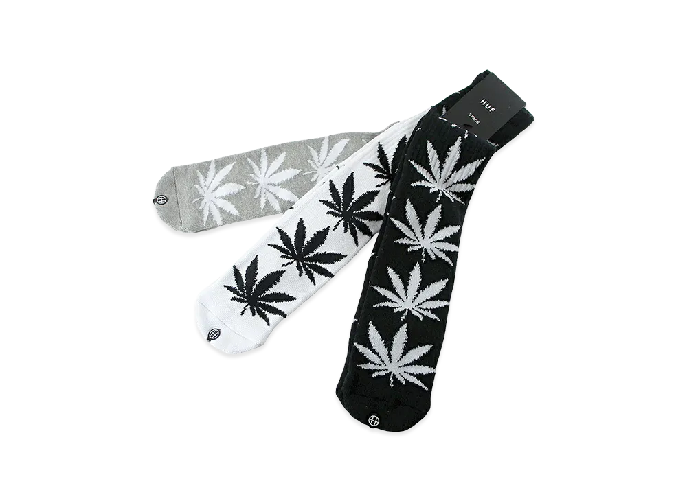 HUF Essentials Plantlife Socks 3 Pack "Black/White/Grey"