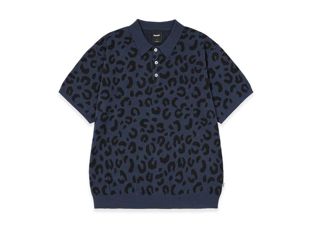HUF Co-Op Chunky Cheetah Knit Polo "Navy"