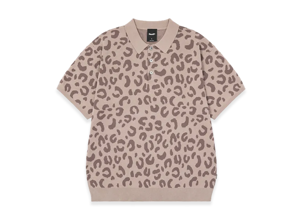 HUF Co-Op Chunky Cheetah Knit Polo "Beige"