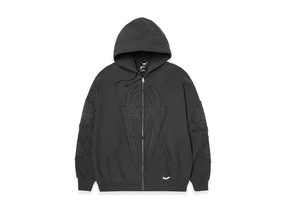 HUF x Spider-Man Web Full Zip Washed Hoodie "Washed Black"