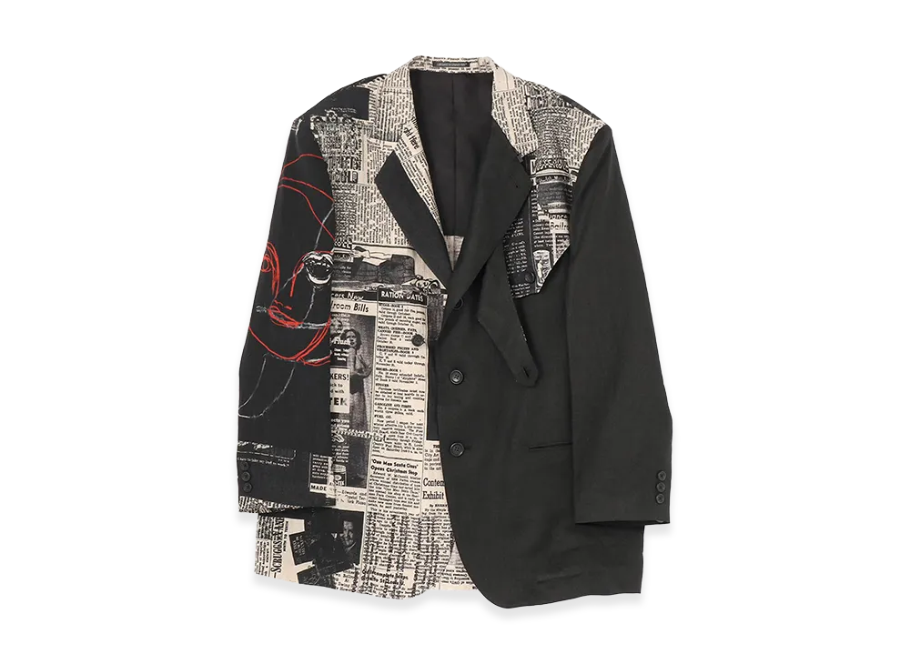 Yohji Yamamoto POUR HOMME K-L News Paper 07 Print Jacket "Black"
