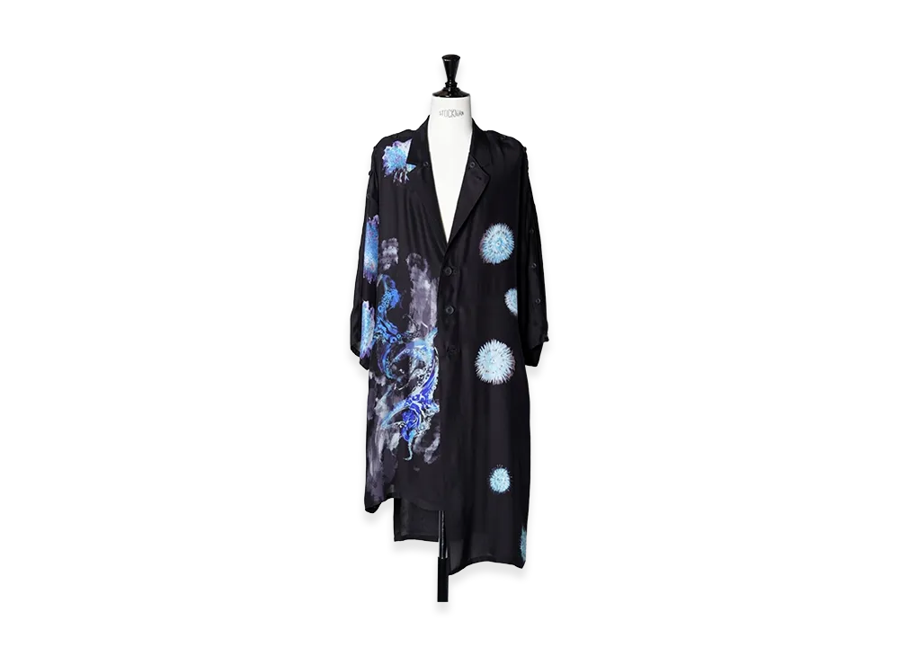 Yohji Yamamoto POUR HOMME Sea Creature Print Button-Up Jacket "Black"