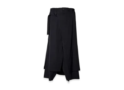 Yohji Yamamoto POUR HOMME Wool Gabardine Standard Wrap Pants "Black"