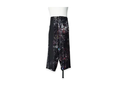Yohji Yamamoto POUR HOMME Staind Glass Motif Silk Pants "Black"