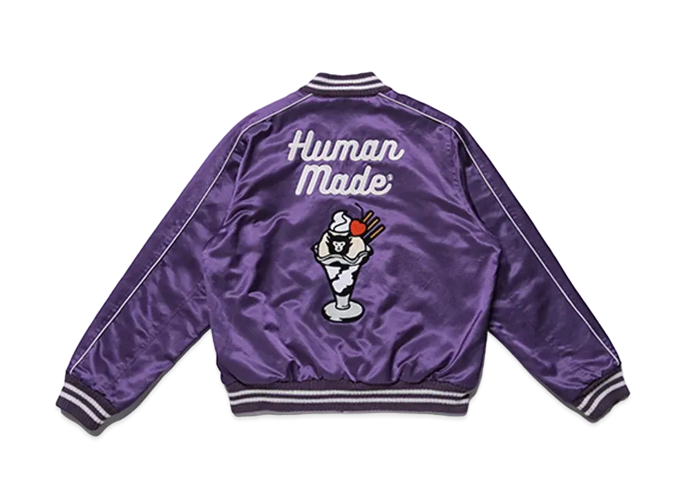 HUMAN MADE VARSITY SATIN JACKET "Purple"
