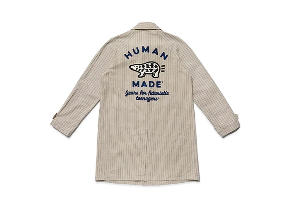 HUMAN MADE STRIPE BALMACAAN COAT "Beige"