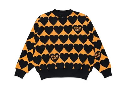 HUMAN MADE HEART CHECK KNIT "Orange"