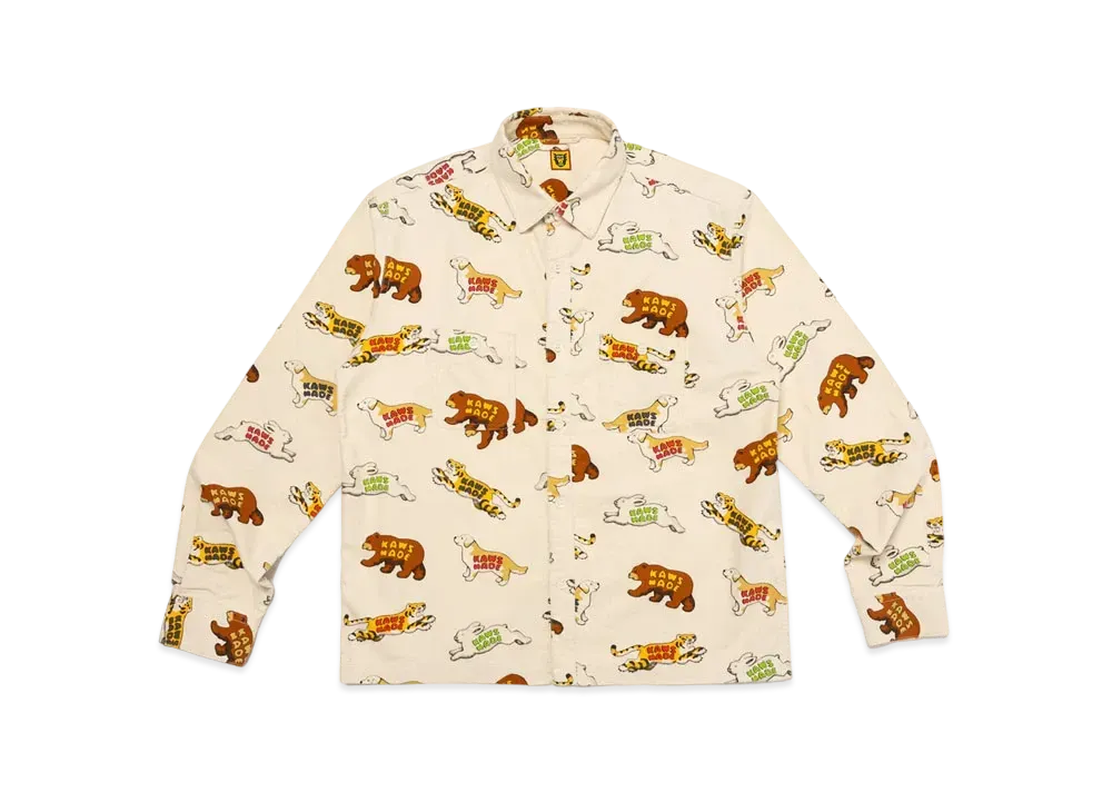 HUMAN MADE x KAWS Made Animal Patterned Shirt "White"