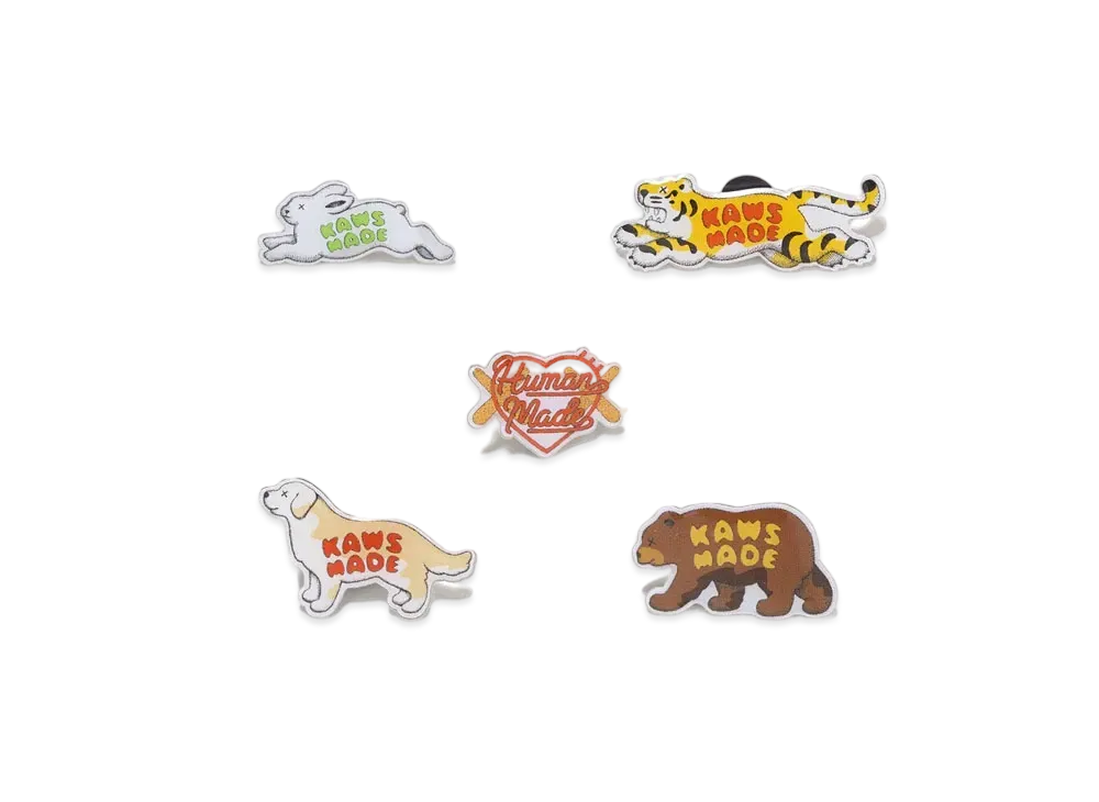 HUMAN MADE x KAWS Made Pin Badge Set(5P) "Silver"