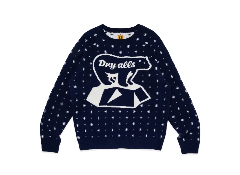 HUMAN MADE Polar Bear Jacqurd Knit Sweater "Navy"