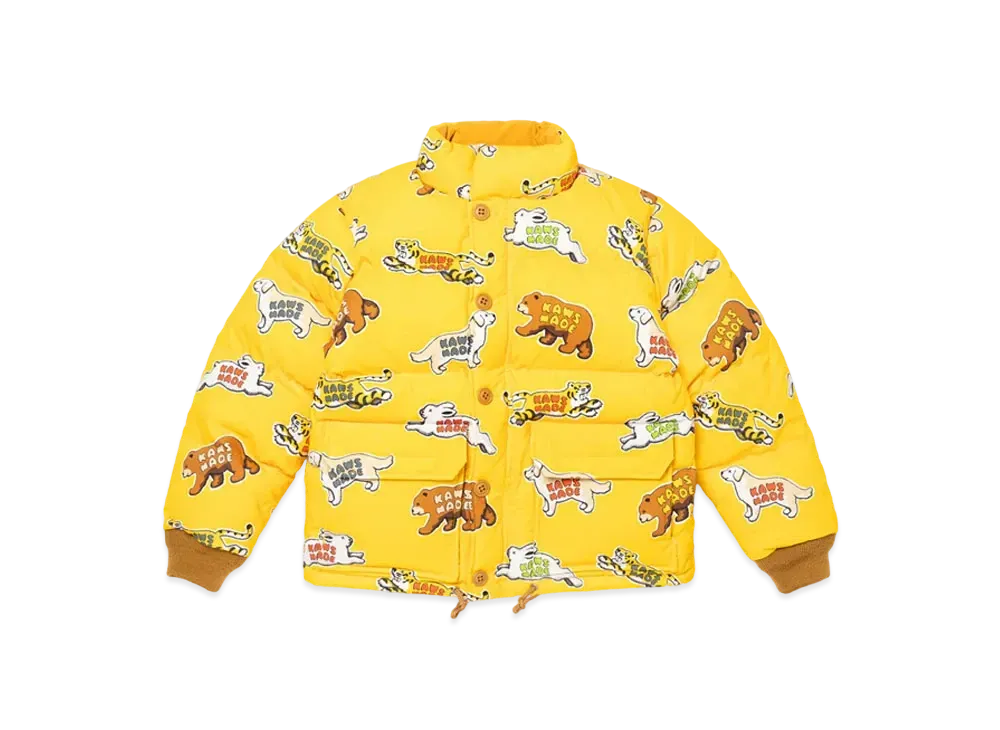 HUMAN MADE x KAWS Made Down Jacket Kids "Yellow"