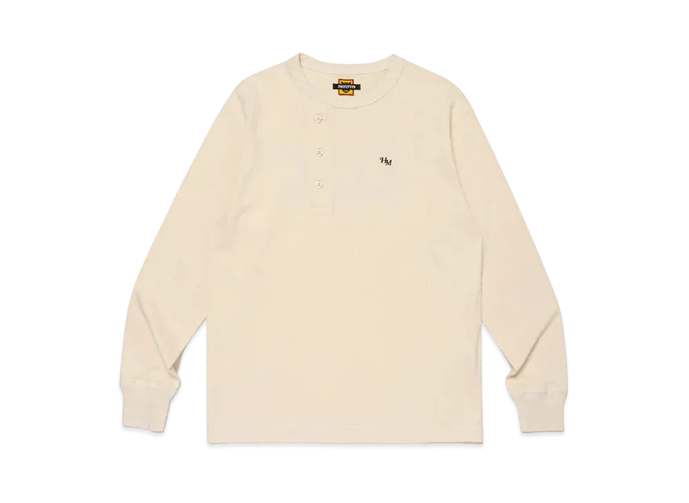HUMAN MADE Henley Neck L/S T-Shirt "White"