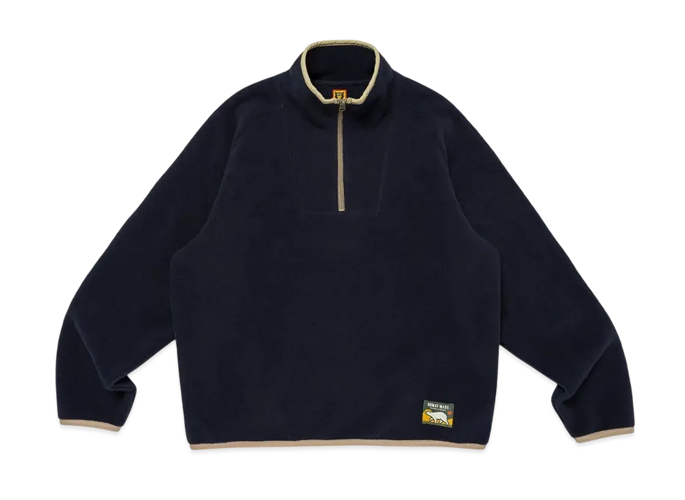 ヒューマンメイド フリースハーフジッププルオーバー "ネイビー"