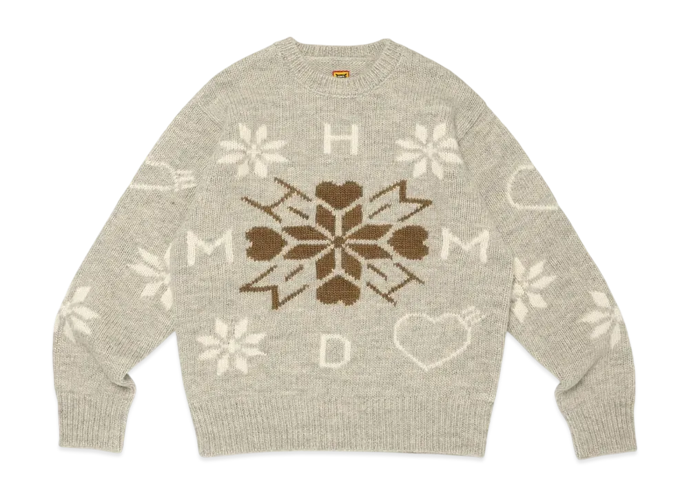 ヒューマンメイド スノーフレークニットセーター "グレー"